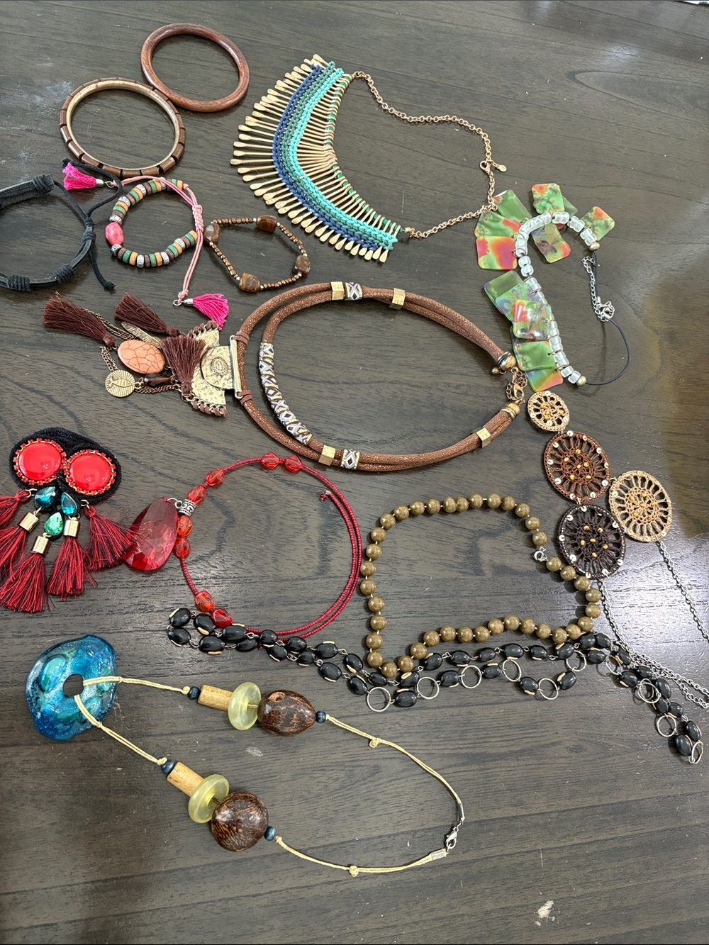 Boho Mixed-Color Statement Necklace Collection - Multi